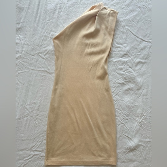 AMERICAN APPAREL | CLASSIC GIRL FITTED DRESS | ONE-SHOULDER | CREAM | SIZE XS/S - Picture 3 of 8
